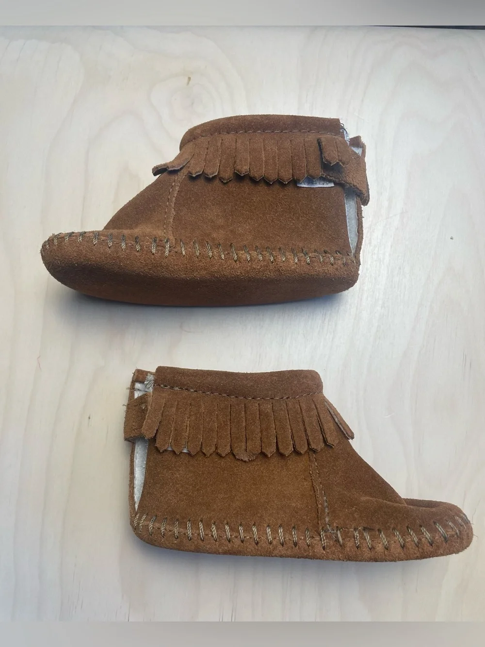 Minnetonka Kids Brown Suede Fringe Moccasin Boots